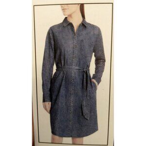 Nine West Jeans Shirt Dress Denim Waist Tie Lightweight Pockets Blue - Med NEW